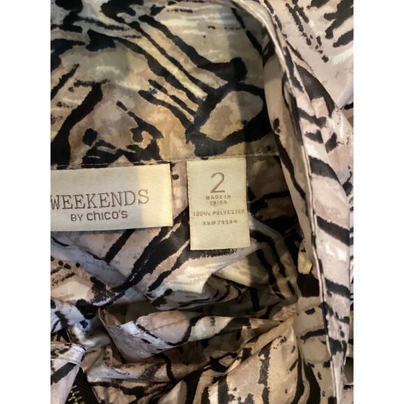 Weekends By Chicos Argyle Diamond Tan Lightweight Vest Cinch Waist Size 2 Large - Picture 10 of 10